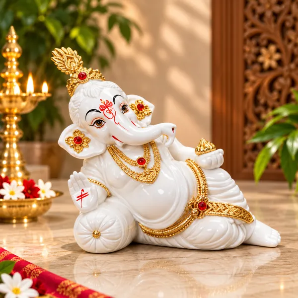 White_Reclining_Ganesha_Decorative_Idol
