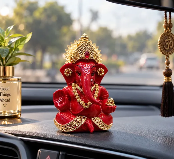 Red_Gold_Finish_Seated_Lord_Ganesha_Idol