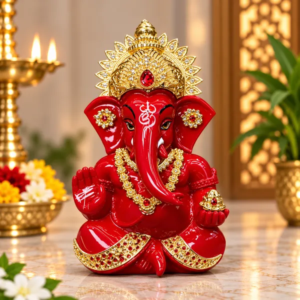 Red_Gold_Finish_Seated_Lord_Ganesha_Idol