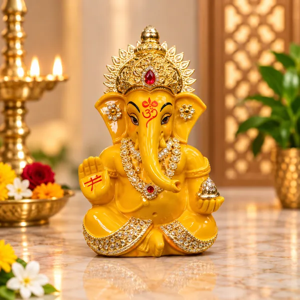 Orange_Traditional_Ganesha_Idol_For_Home_Decor