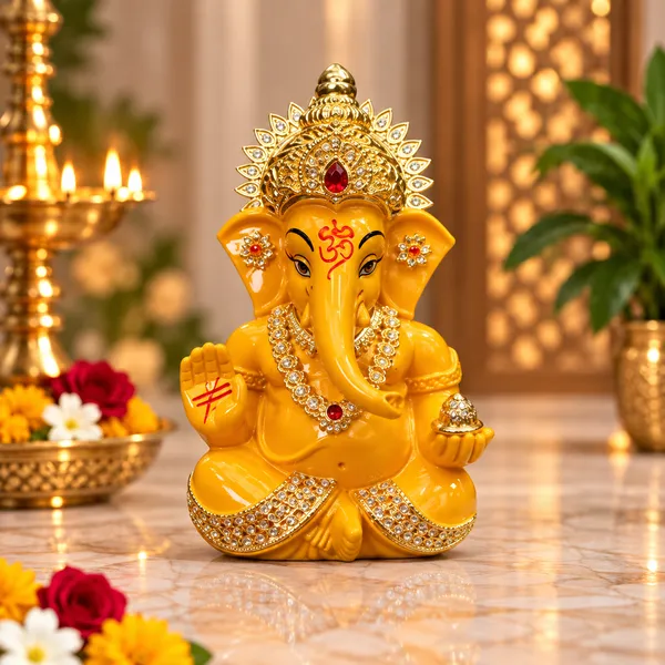 Orange_Traditional_Ganesha_Idol_For_Home_Decor