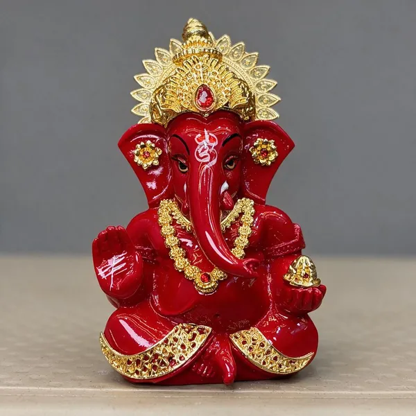 Red_Gold_Finish_Seated_Lord_Ganesha_Idol