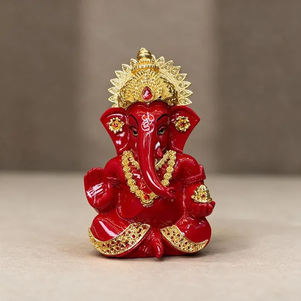 Red_Gold_Finish_Seated_Lord_Ganesha_Idol