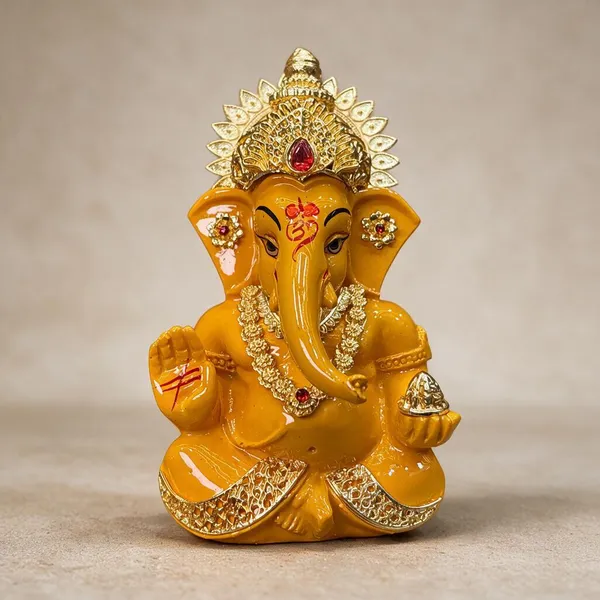 Orange_Traditional_Ganesha_Idol_For_Home_Decor