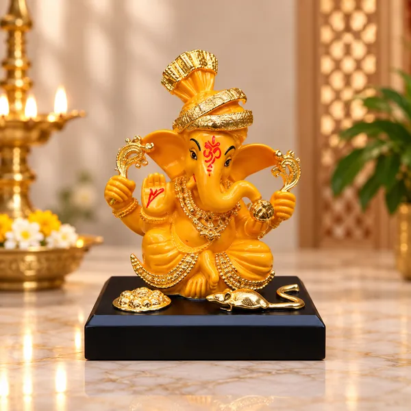 Orange_Traditional_Ganesha_Idol_With_Black_Base