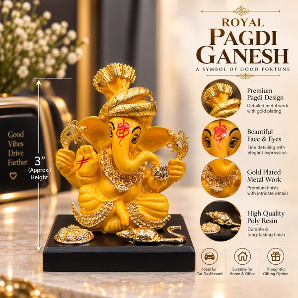 Orange_Traditional_Ganesha_Idol_With_Black_Base