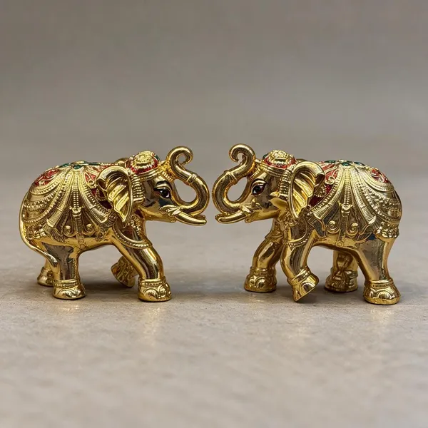 Gold_Tone_Traditional_Elephant_Figurine_Set