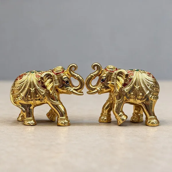 Gold_Tone_Traditional_Elephant_Figurine_Set