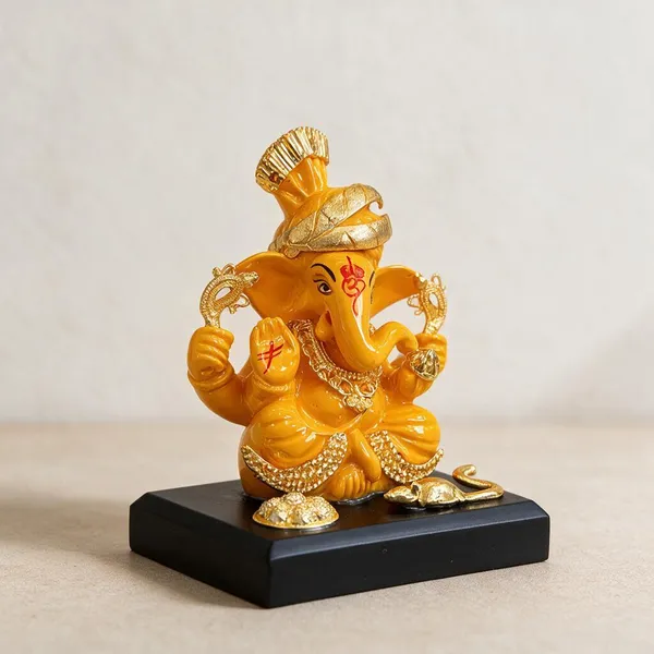 Orange_Traditional_Ganesha_Idol_With_Black_Base
