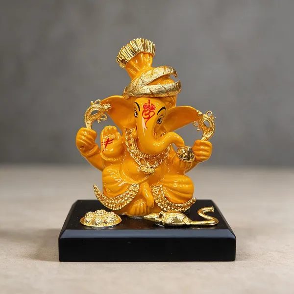 Orange_Traditional_Ganesha_Idol_With_Black_Base