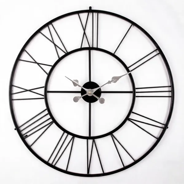 Black_Roman_Open_Frame_Metal_Wall_Clock