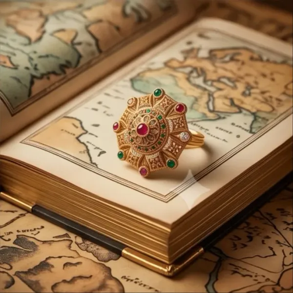Antique_Gold_Tone_Floral_Statement_Ring_With_Multicolour_Stones