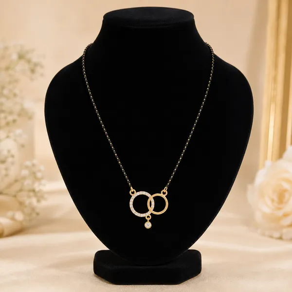 Gold-Plated_Cz_Interlocking_Twin_Circle_Black_Bead_Mangalsutra_For_Women