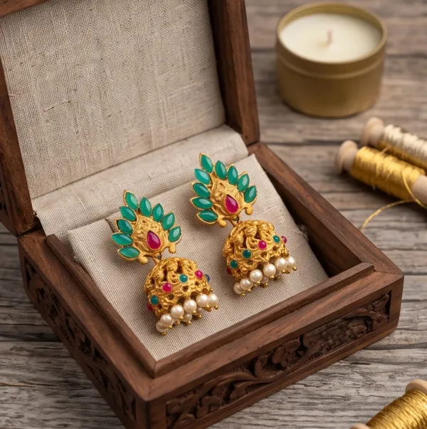 Peacock_Feather_Temple_Jhumkas