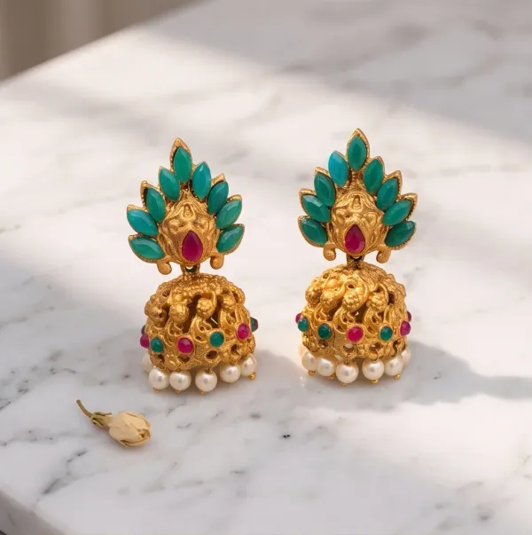 Peacock_Feather_Temple_Jhumkas