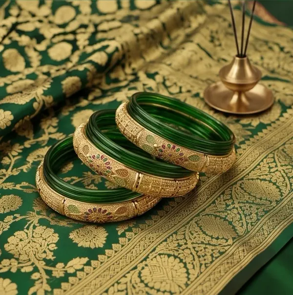 Floral_Meenakari_Gold_Plated_Green_Glass_Bangle_Set