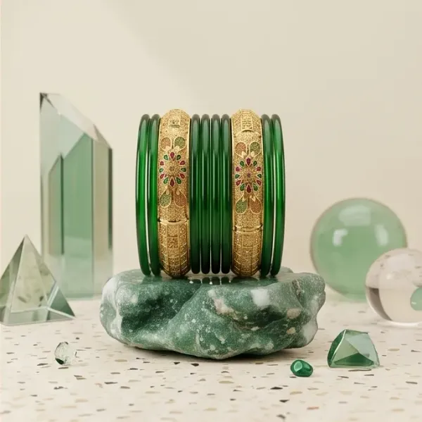 Floral_Meenakari_Gold_Plated_Green_Glass_Bangle_Set
