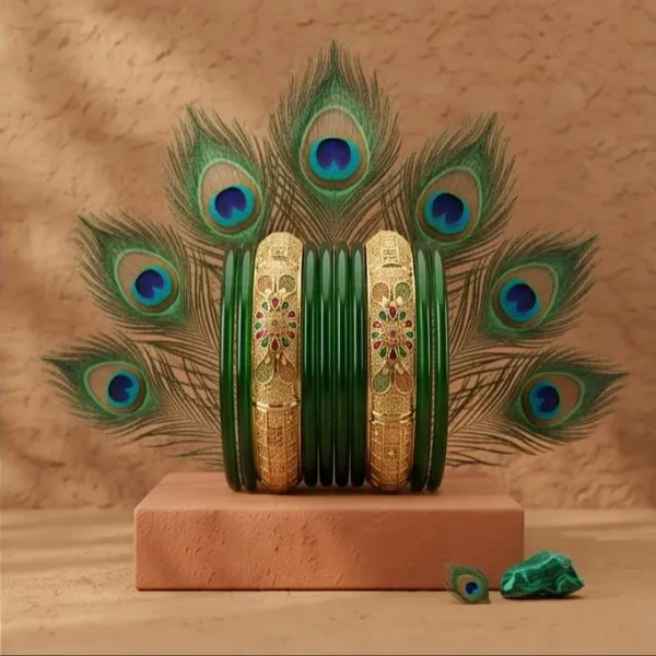 Floral_Meenakari_Gold_Plated_Green_Glass_Bangle_Set