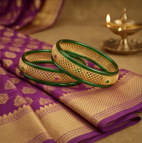 Intricate_Jaali_Work_Gold_Plated_Emerald_Green_Glass_Bangle_Set