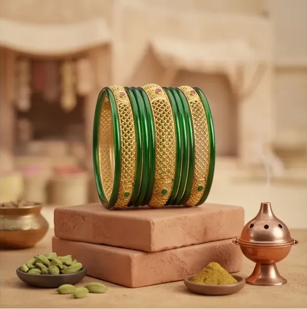 Intricate_Jaali_Work_Gold_Plated_Emerald_Green_Glass_Bangle_Set