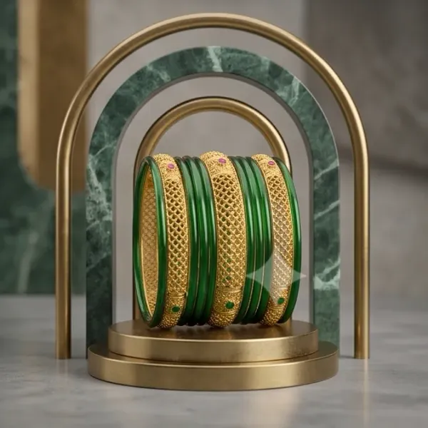 Intricate_Jaali_Work_Gold_Plated_Emerald_Green_Glass_Bangle_Set