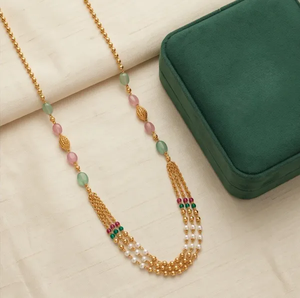 Gold_Plated_Multi_Strand_Pastel_Bead_Pearl_Long_Haar_Necklace_Set