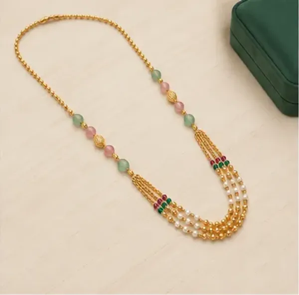 Gold_Plated_Multi_Strand_Pastel_Bead_Pearl_Long_Haar_Necklace_Set