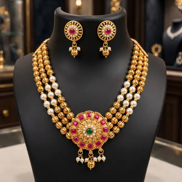 Imperial_Antique_Gold_Pearl_Ruby_Stone_Multi_Strand_Necklace_Set