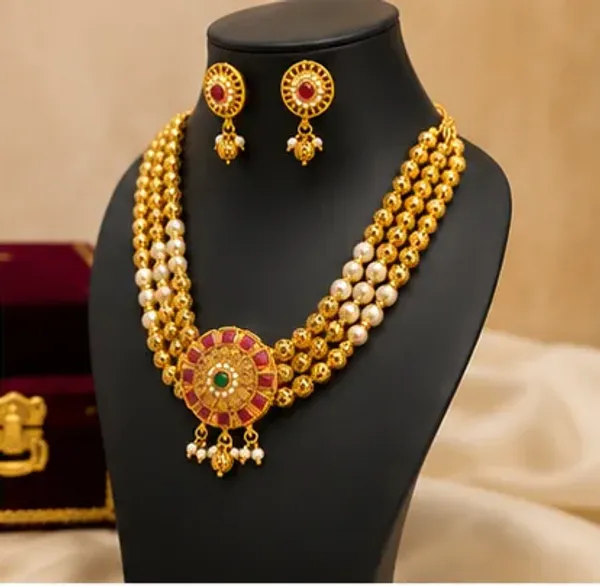 Imperial_Antique_Gold_Pearl_Ruby_Stone_Multi_Strand_Necklace_Set