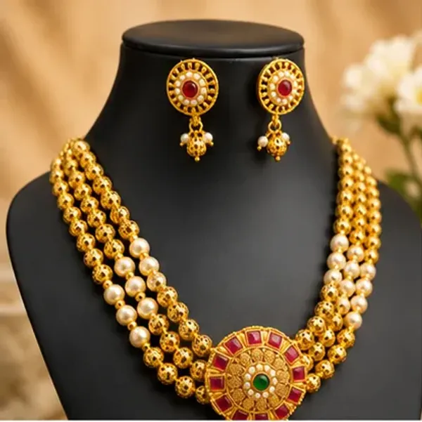 Imperial_Antique_Gold_Pearl_Ruby_Stone_Multi_Strand_Necklace_Set