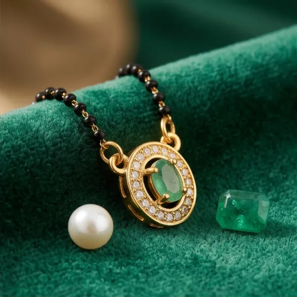 Elegant_Gold_Plated_Emerald_Oval_Pendant_Mangalsutra_With_Cz_Accents