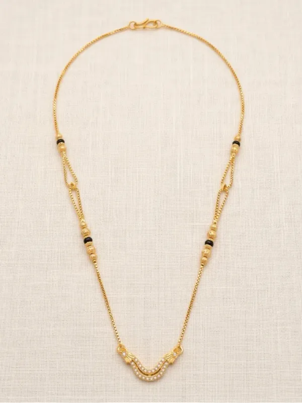 Elegant_Gold_Plated_Micro_Polish_Short_Mangalsutra_With_Cz_Stone_Pendant_Textured_Beads