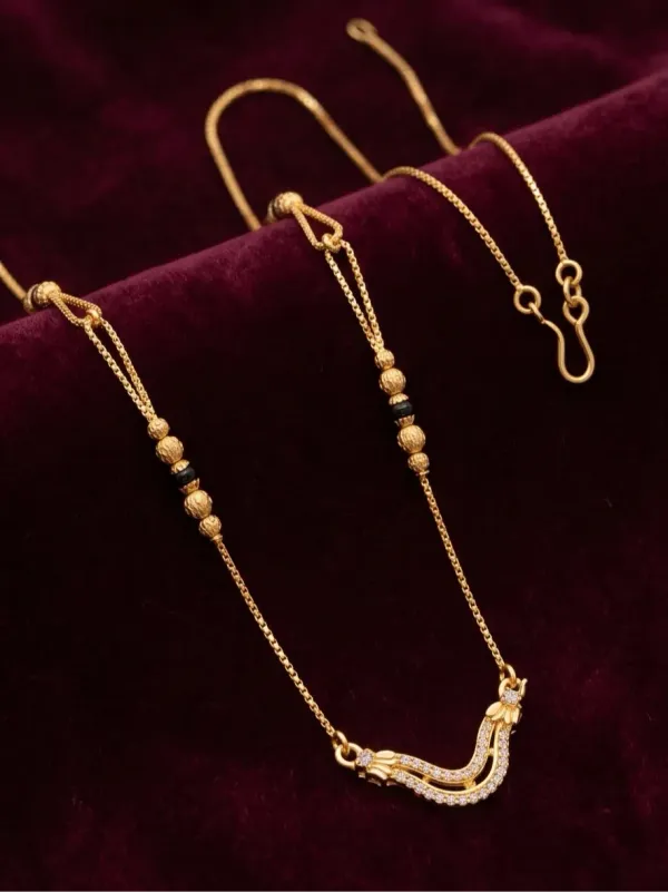 Elegant_Gold_Plated_Micro_Polish_Short_Mangalsutra_With_Cz_Stone_Pendant_Textured_Beads