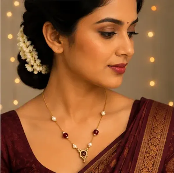 Royal_Ruby_Pearl_Gold_Plated_Pendant_Necklace