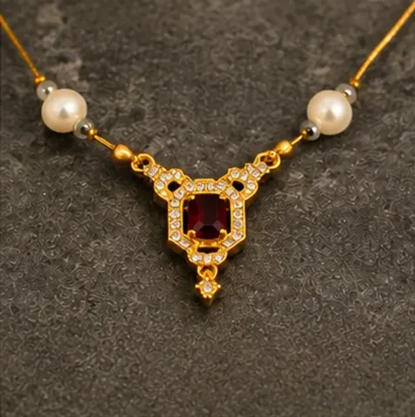 Royal_Ruby_Pearl_Gold_Plated_Pendant_Necklace