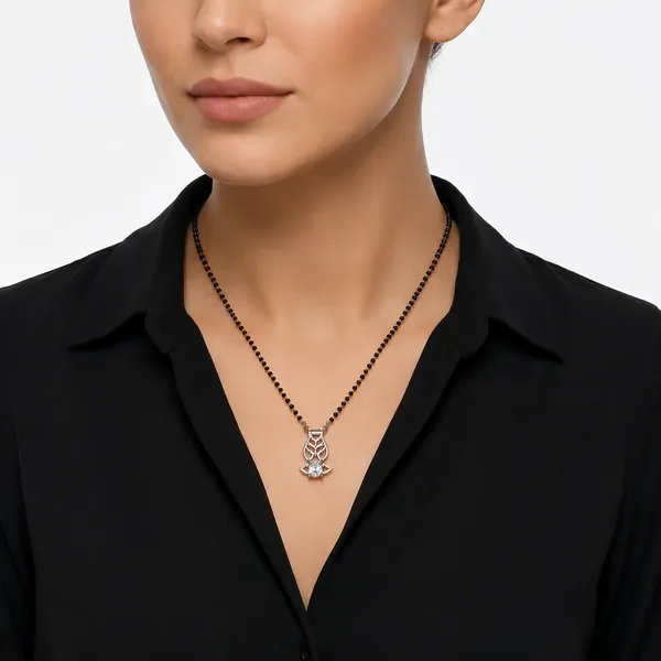 Rose_Gold-Plated_Cz_Geometric_Solitaire_Short_Mangalsutra_For_Women