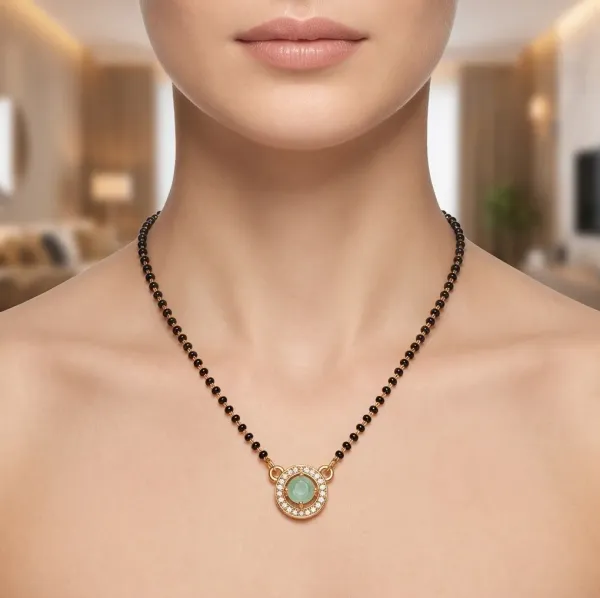 Gold_Plated_Light_Green_Aventurine_Stone_Halo_Mangalsutra