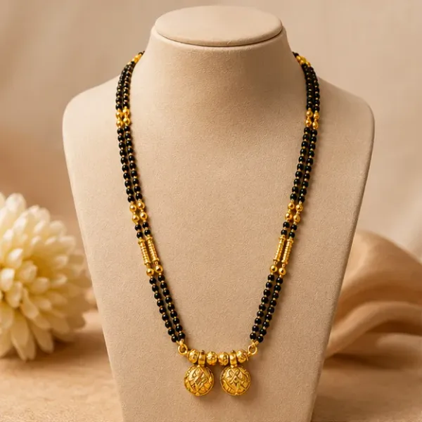 Traditional_Double_Strand_Gold_Wati_Mangalsutra_With_Textured_Pendants