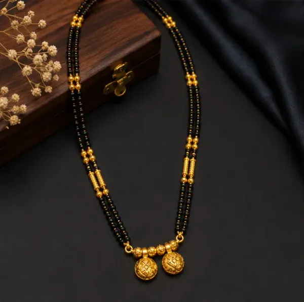 Traditional_Double_Strand_Gold_Wati_Mangalsutra_With_Textured_Pendants
