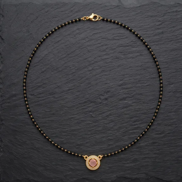 Pink_Solitaire_Gemstone_Gold_Plated_Short_Mangalsutra_With_American_Diamonds