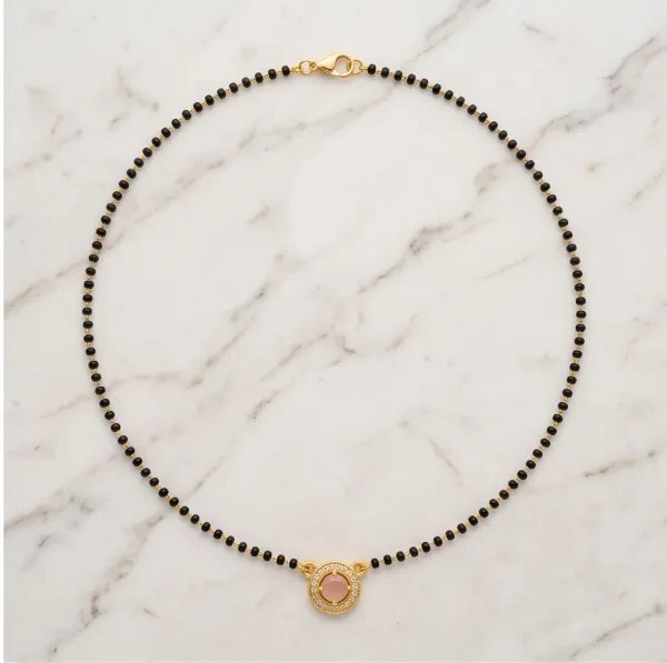 Pink_Solitaire_Gemstone_Gold_Plated_Short_Mangalsutra_With_American_Diamonds
