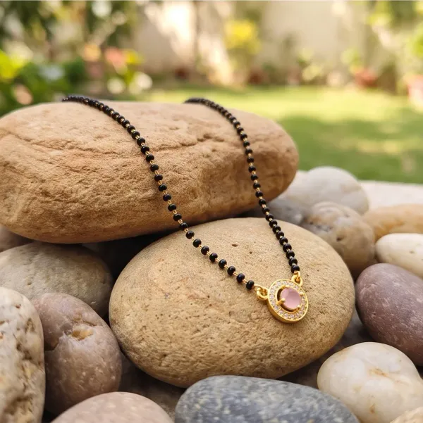 Pink_Solitaire_Gemstone_Gold_Plated_Short_Mangalsutra_With_American_Diamonds