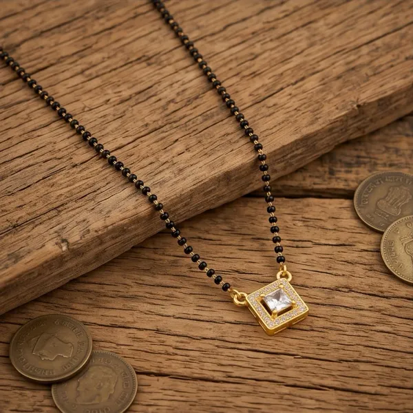 Square_Solitaire_American_Diamond_Gold_Plated_Short_Mangalsutra
