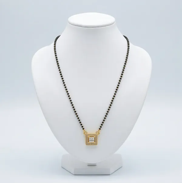Square_Solitaire_American_Diamond_Gold_Plated_Short_Mangalsutra