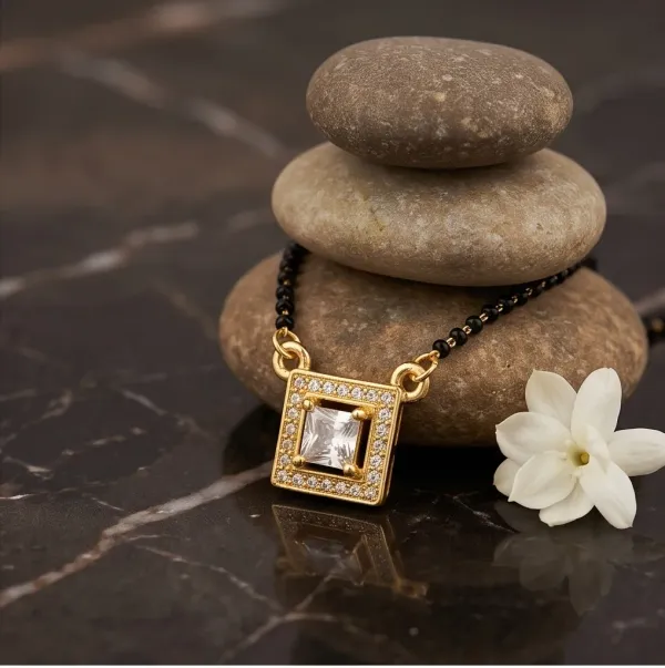 Square_Solitaire_American_Diamond_Gold_Plated_Short_Mangalsutra