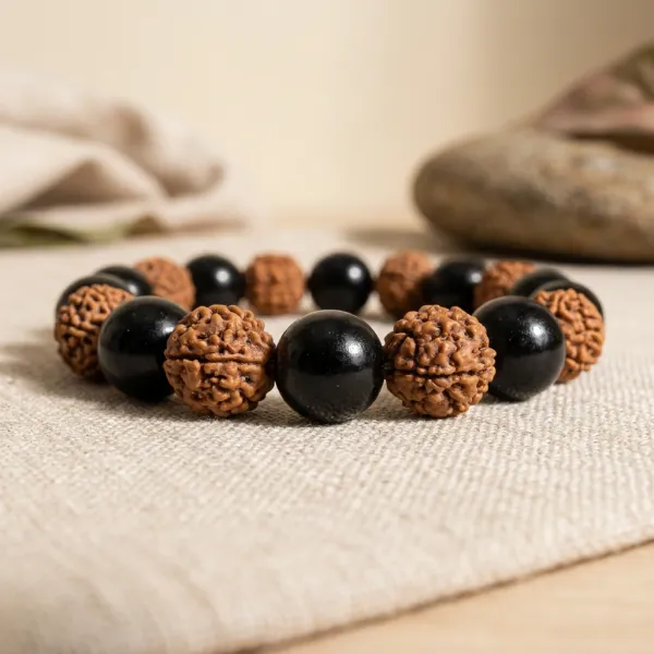 Rudraksha_&_Black_Obsidian_Bracelet