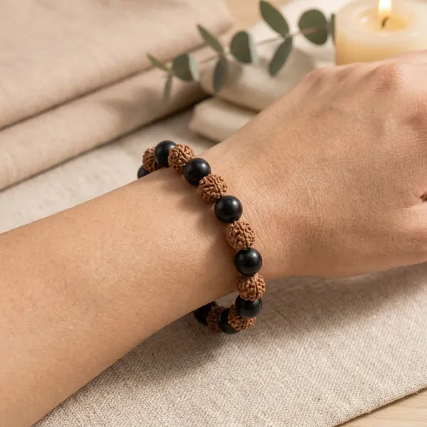 Rudraksha_&_Black_Obsidian_Bracelet