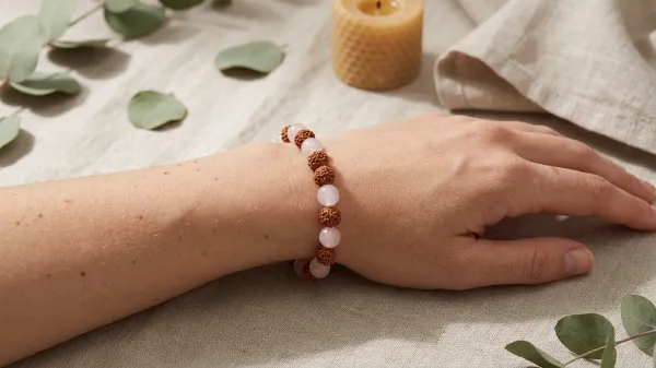 Rudraksha_&_Rose_Quartz_Bracelet