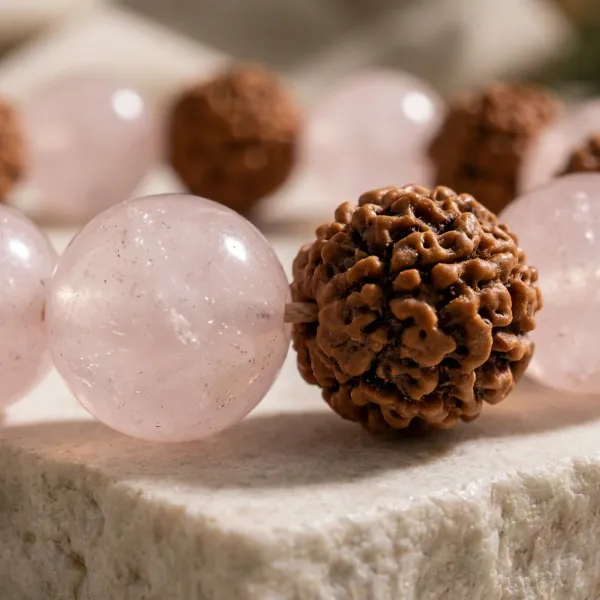 Rudraksha_&_Rose_Quartz_Bracelet