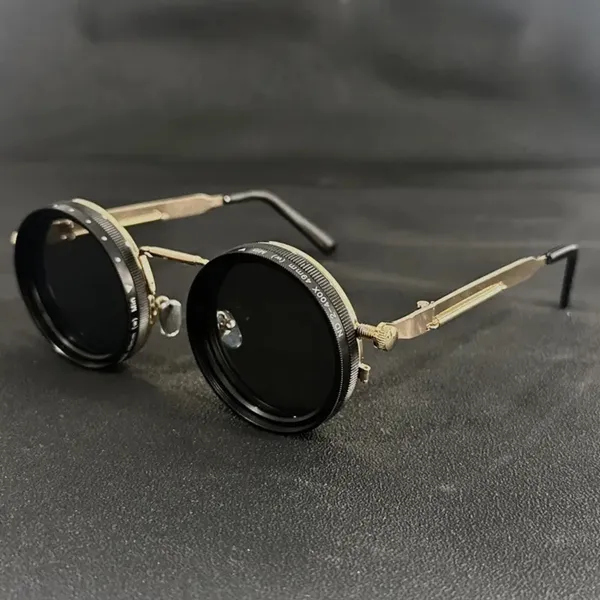 Gold_Metal_Adjustable_Tint_Round_Retro_Sunglasses_For_Unisex